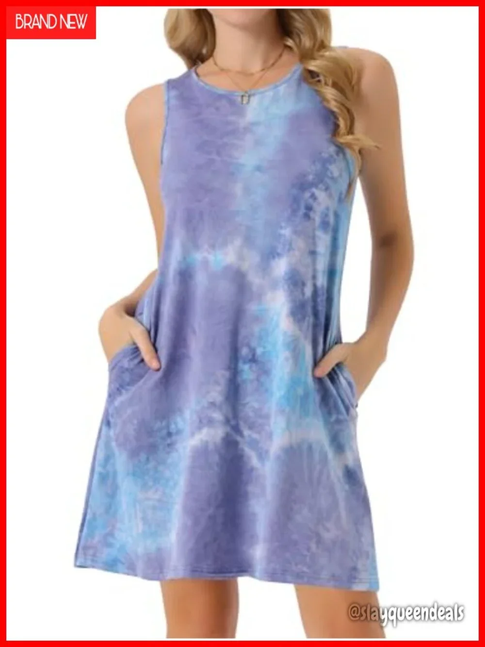 Tie Dye Tank Dress with Pockets Sleeveless Summer Sundress